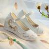 [Yudie] 2025 New Old Beijing Cloth Shoes with Heightened Round Head Women with Hanfu High Heels and Thick Soles Embroidered Shoes