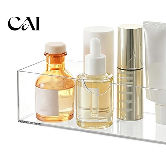 Bathroom Mirror Cabinet Storage Box, Highly Transparent Thickened PET Container, Stackable Clear Cosmetic Sample Holders Waterproof Organizer