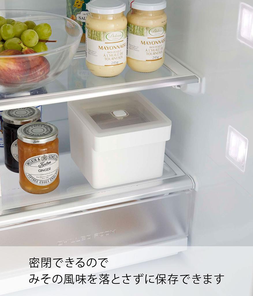 Упаковка для хранения мисо Yamazaki Jitsugyo с герметичной башней для пищевых продуктов xx с пузырьками 7737 (Ямадзаки) ручка, контейнер, белый, прибл.. Ш13,6 Г15,1 В11см,