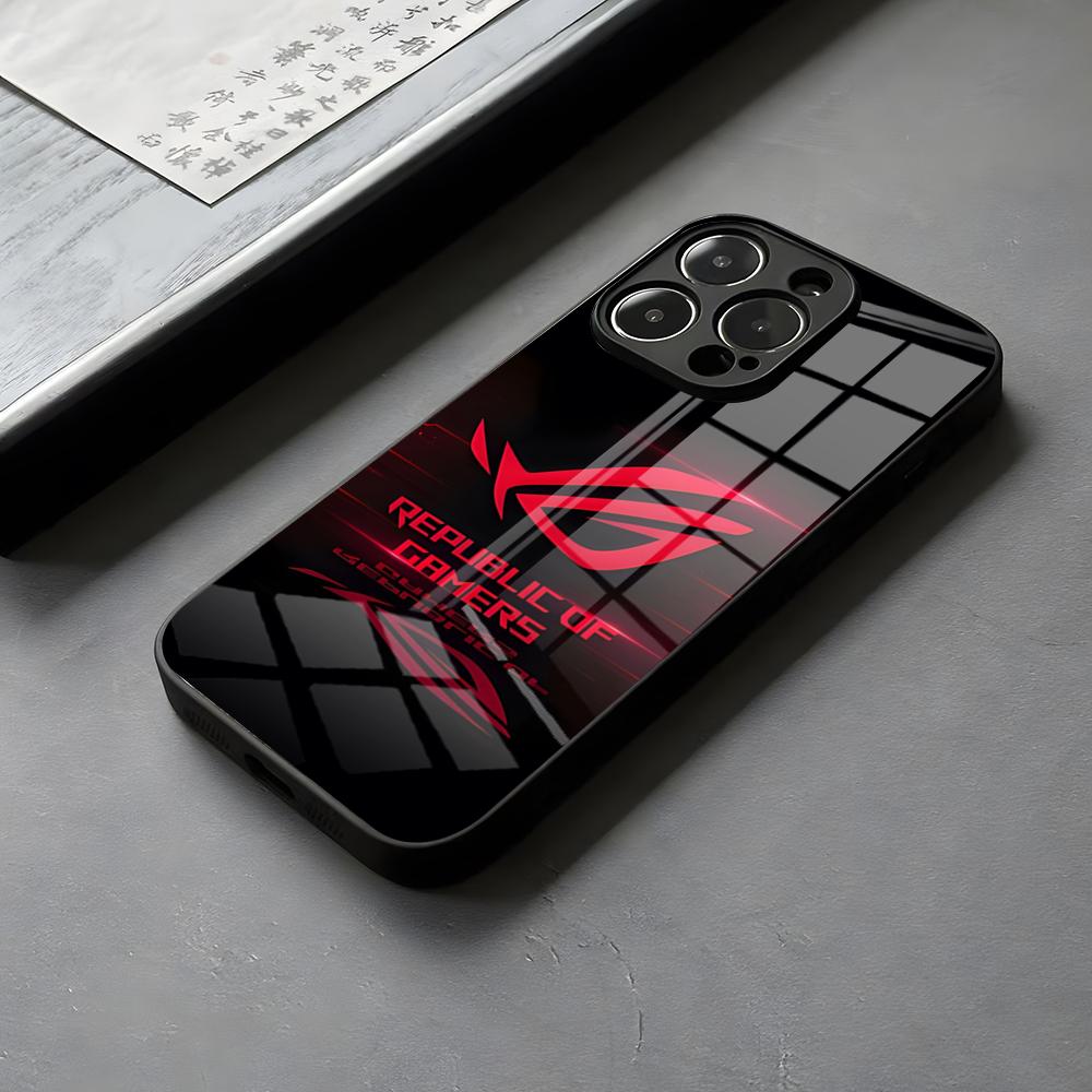 Чехол-стекло Asus Republic Of Gamers для iPhone 16 15 14 Pro Max 13 12 Mini 11 X XS XR 8 Plus Для Samsung Защита камеры