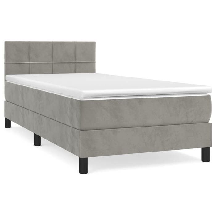 Maison Exclusive - Sommier à lattes de lit et matelas Gris clair 90x200 cm Velours