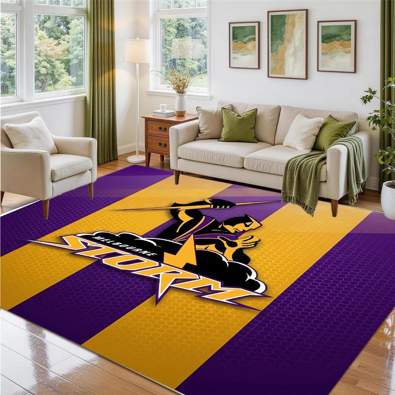 Melbourne Storm Design Crystal Velvet Rug Soft Decorative Mat for Bedroom Entrance