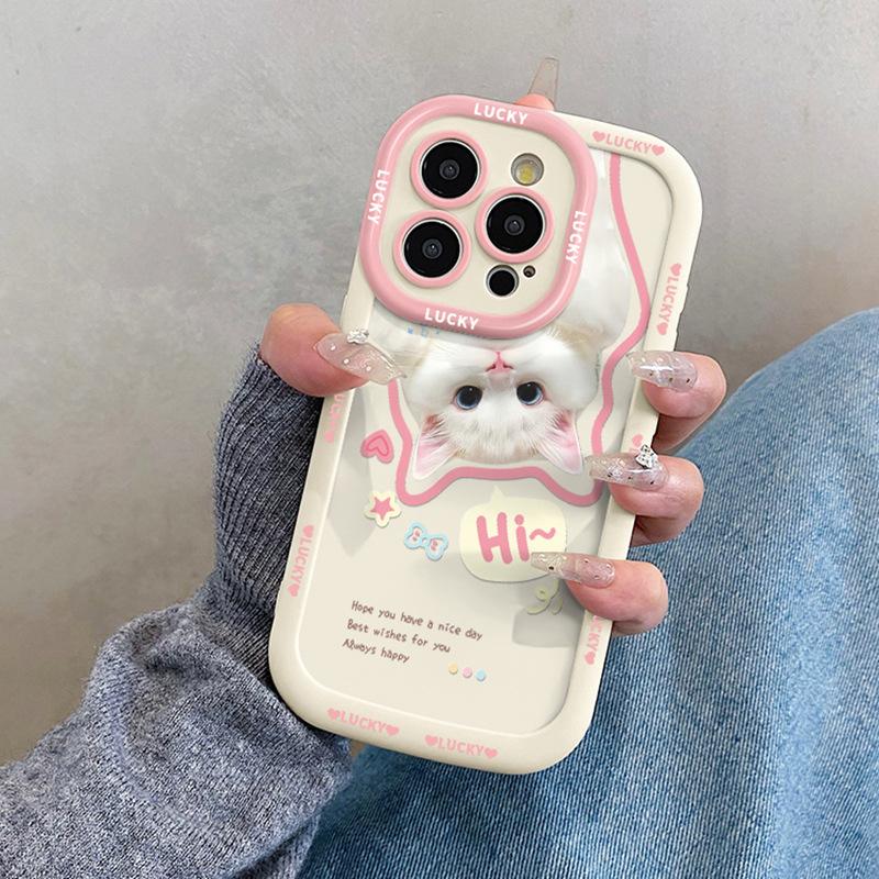 Милый котик в стиле 'girly' для чехла мобильного телефона IPhone 17 13 для IPhone 15proMAX с ремешком 14 Новый Модель 11