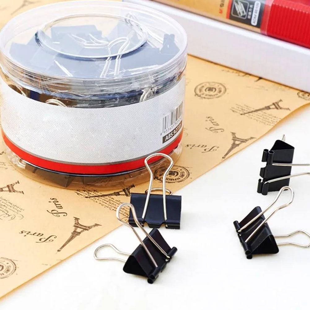 24 шт. Скрепки для бумаг 32 мм, металлические складные зажимы, черные зажимы для школьных документов, офисные, J1I2