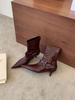 Pointed short boots women's autumn and winter new thin high-heeled belt buckle thin boots fashion boots