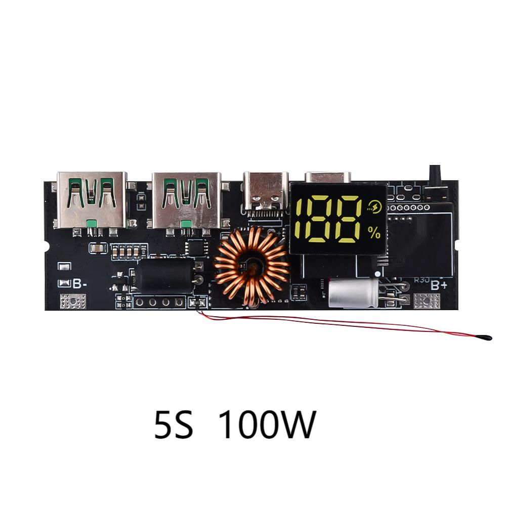 Модуль защиты зарядного устройства для аккумуляторов 18650 3S 4S 5S Модуль платы PCB для повербанка Двойная USB быстрая зарядка с защитой BMS 65 Вт 100 Вт