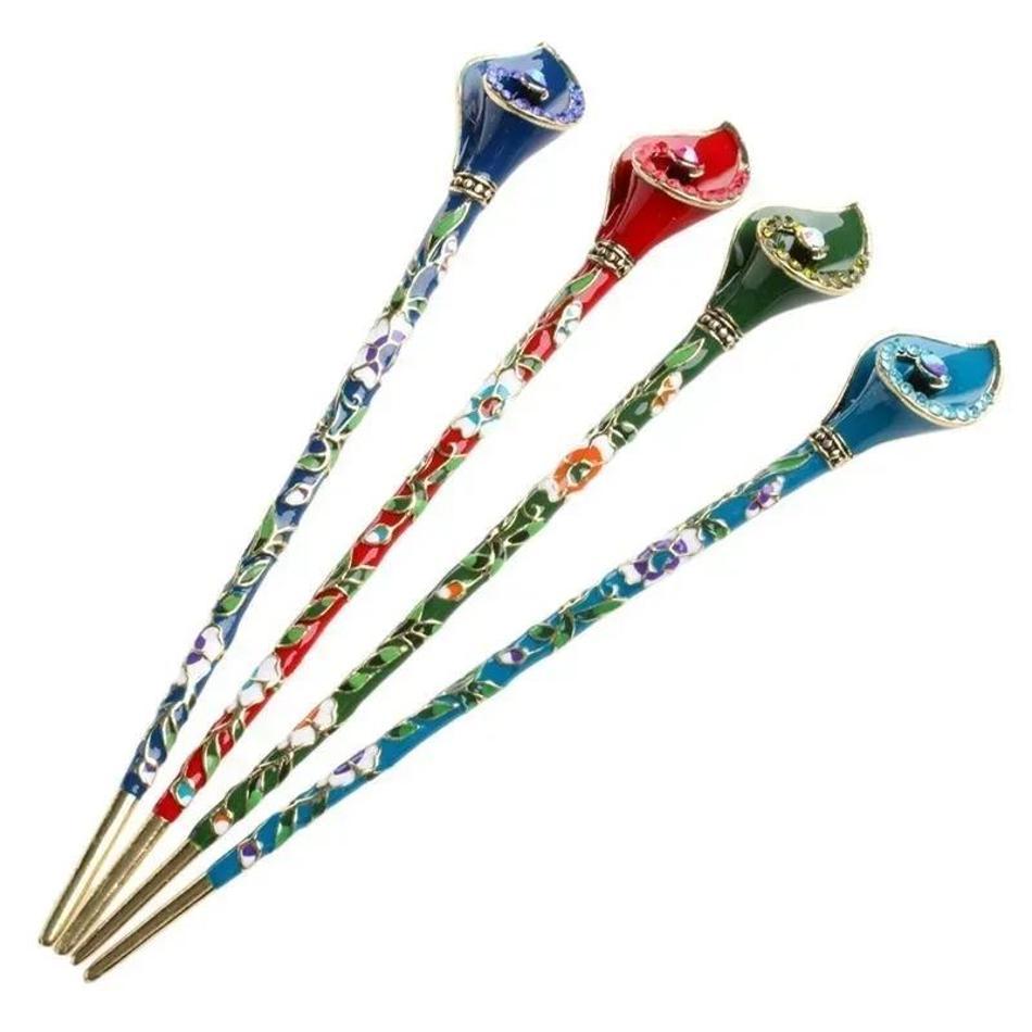 1 Pcs New Women Vintage Hair Stick Fashion Metal Rhinestone Handmade Hair Hairpin Pin Accessories Creative Gifts Head Decor