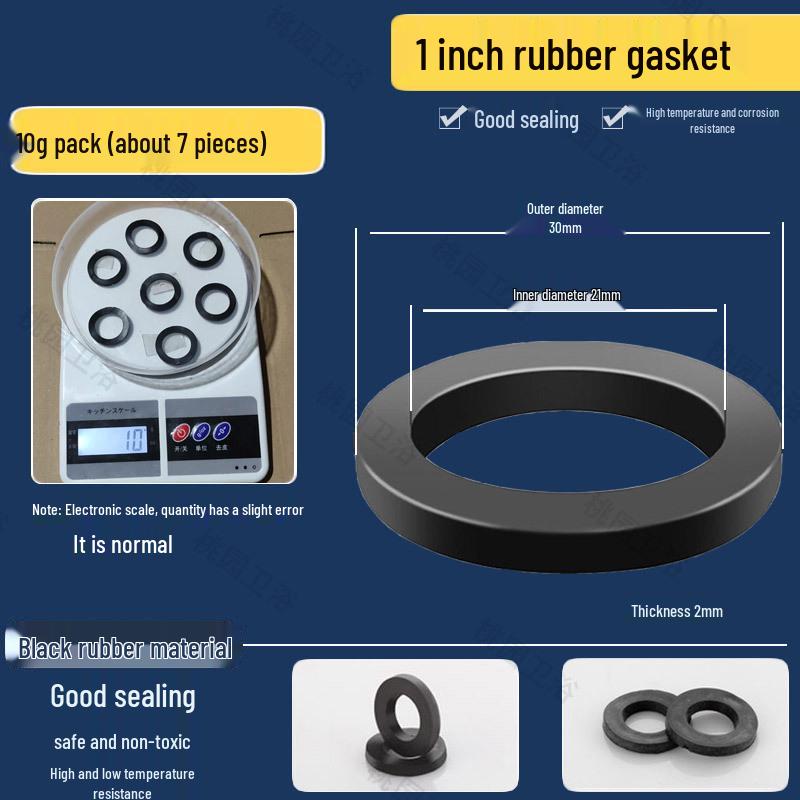 Набор плоских резиновых шайб: Водонепроницаемые прокладки для душевых шлангов и смесителей - Размеры 3/8", 1/2", 3/4", 1"