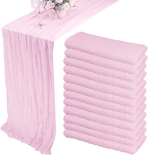 20/10/6Pcs Voile Wedding Decorations Table Runner Rustic Boho Gauze Crepe for Home Birthday Christmas Holiday Bridal Shower