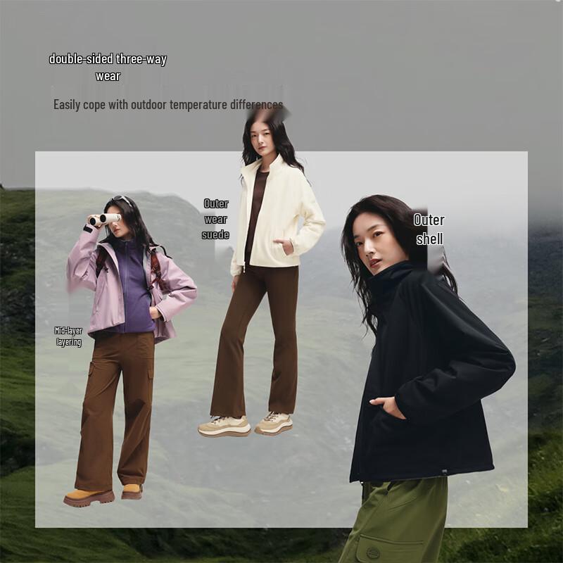 Jiaoxia Women's Windproof Double-Sided Fleece Softshell Jacket PM121