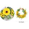 15.7inch Artificial Sunflower Wreath Yellow Flower Wreath for Front Door Wall Window Hanging Decor Front Door Farmhouse (Beige)