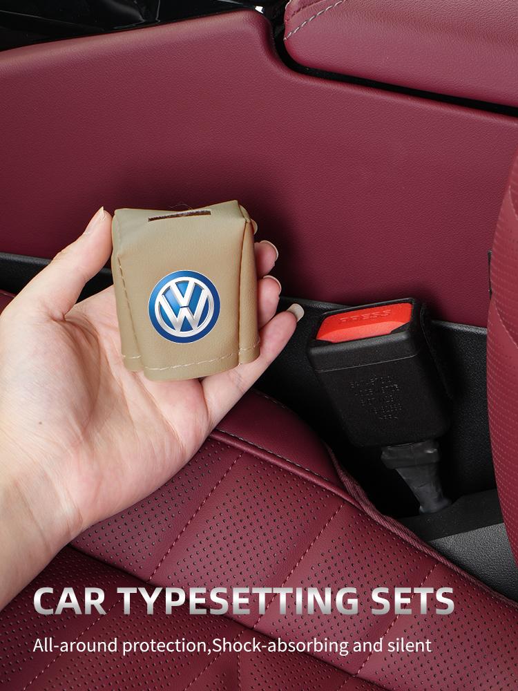 Car Front Fully Wrapped Leather Seatbelt Base Cover Buckle Protector For VW Scirocco Jetta Beetle Golf Passat Polo Tiguan Sharan zk0