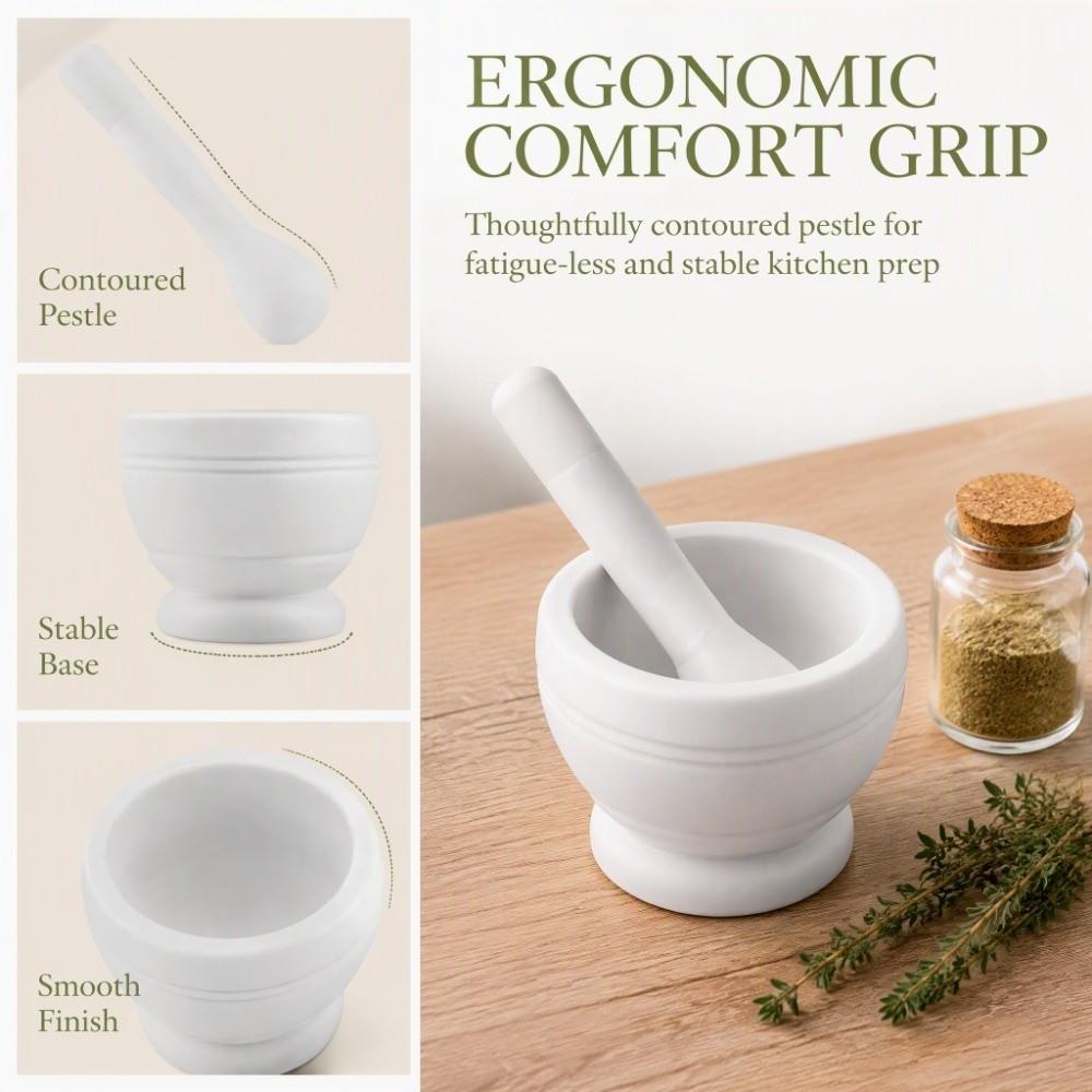PP Spice Grinder Bowl Lightweight Design Garlic Herb Crusher Mortar and Pestle Set Spice Grinding