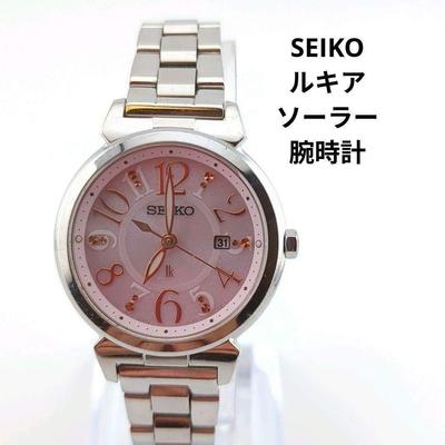 Б/у солнечно-зеленые часы SEIKO Rukia с розовым циферблатом V137, с датой, водозащитой 10 АТМ