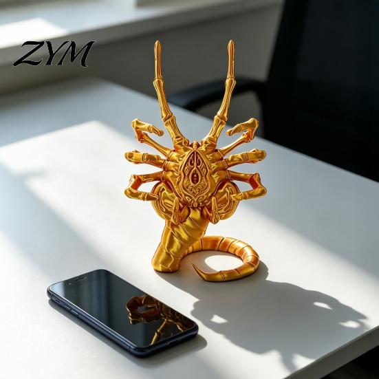 Decorative Desk Organizer 3D Printed Sci-Fi Horror Phone Holder, Novelty Stable Smartphone Stand, Mount Compact Collectible Ornament for Video