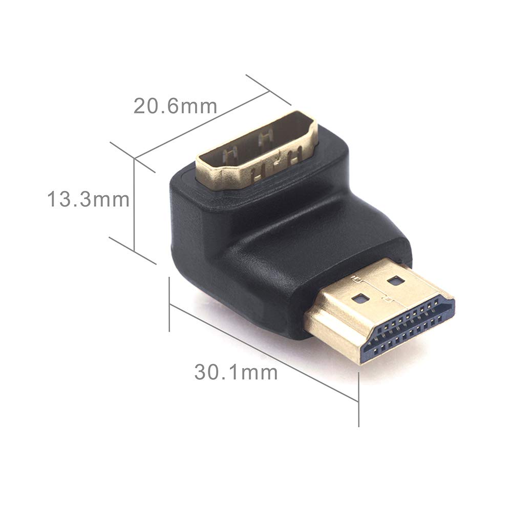 VCE HDMI Connector 90 Degrees 270 Degrees Set Conversion Adapter HDMI Extension 4K Male To Female HDMI Cable Direction Change TV Stick Compatible Gold