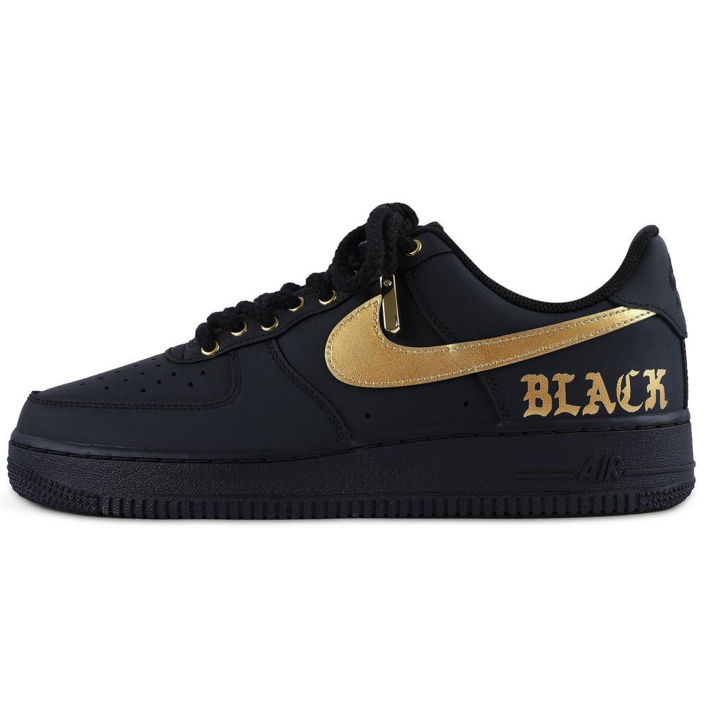 Nike Air Force 1 Покрытие Нескользящие Низкие Скейтбордические Кроссовки Унисекс Черный Золотой CW2288-001(Team55-SWOOSH)
