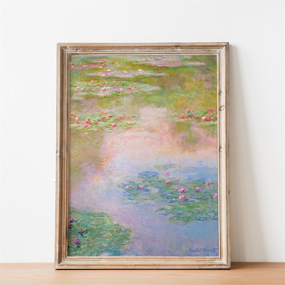 Monet Water Lilies Nympheas Vintage Poster Wall Art Print Colorful Claude Monet Flower Pond Nature Landscape Painting Decor
