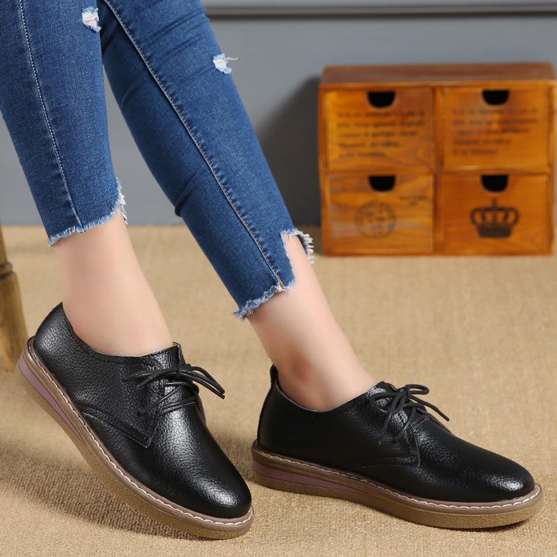 Женские туфли в британском стиле, одинарные туфли, женские повседневные туфли из коровьей кожи, универсальные женские рабочие туфли