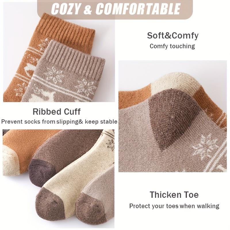 Wool Blend Socks 1/5 Pairs Mid-Calf Length Thick Plush for Winter Warmth Socks