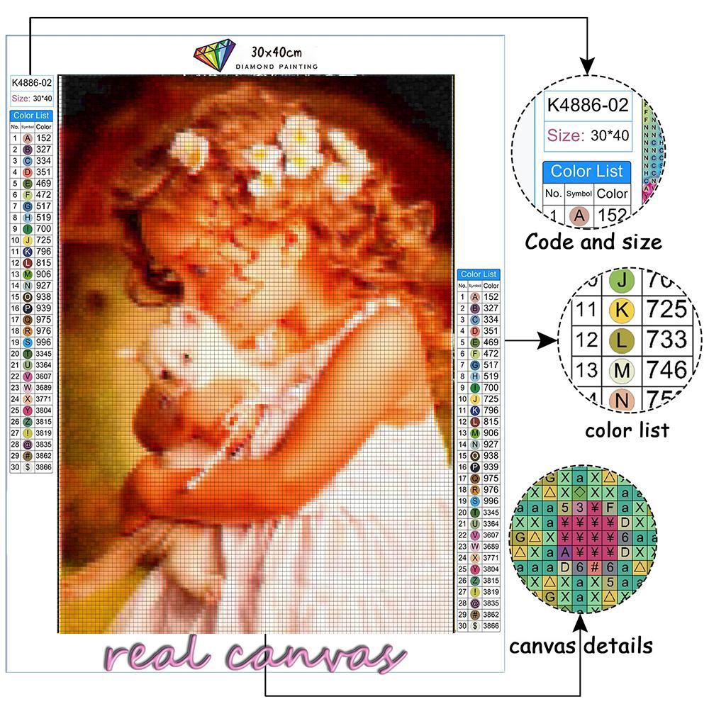 5D DIY Алмазная картина Маленькая девочка и котенок Набор для вышивки крестом Мозаика Алмазная вышивка Роза Полный круглый/квадратный дрель Украшение дома