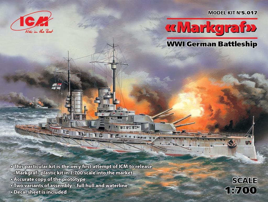 ICM 1/700 German Dreadnought Battleship Markgraf Plastic Model S017