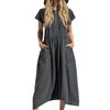 Vintage Loose Fit Hooded Half Zip Mid Length Dress With Pockets