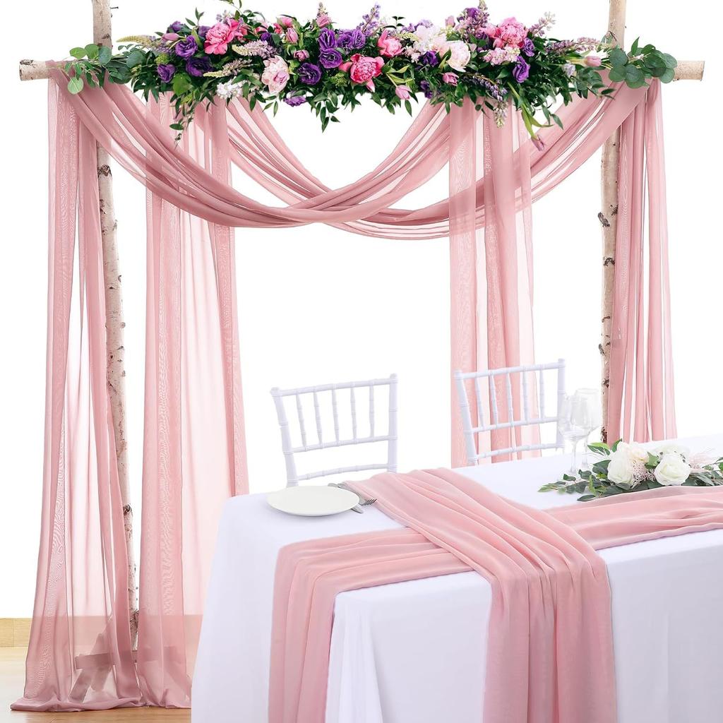 1PC Arch Wedding Veil Lawn Wedding Event Outdoor Decoration Drape Wedding Drapery Table Flag Arrangement