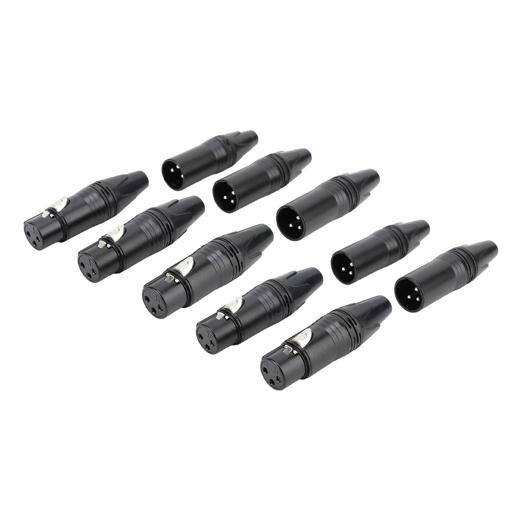 10pcs XLR Connector Professional 5 Male 5 Female High Conductivity Replacement XLR Plugs for Sound