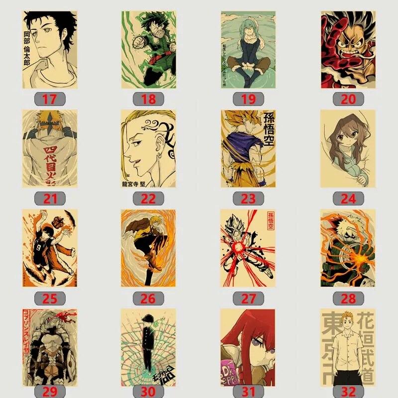 Классические аниме-фигурки, постеры, винтажная крафт-бумага, настенная живопись, фотографии, Декор для гостиной, кафе, дома, декоративная фреска