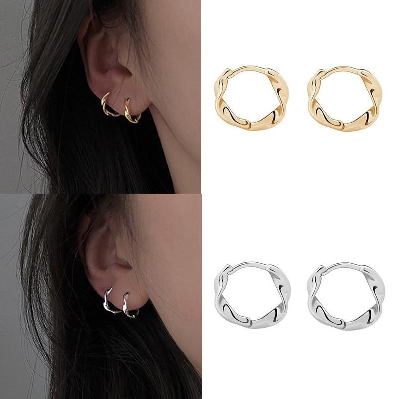 Fashion Simple Small Hoop Earrings for Women 2026 Trend Twist Metal Circle Geometric Round Earrings Party Zircon