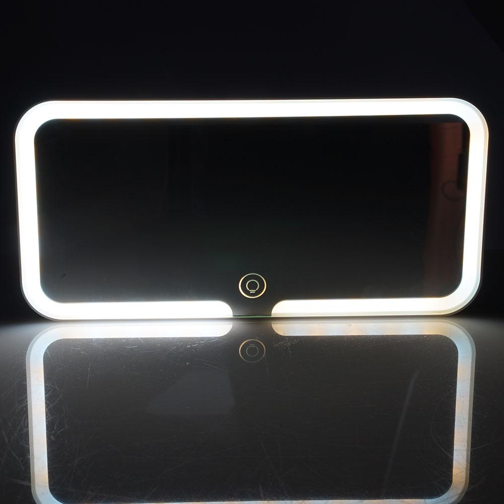 3 Led Light Modes Stepless Dimming Visor Makeup Mirror Mirror Large Mirror Car Rechargeable Sensor Cosmetic Vanity Screen R7U4