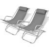 Day and Night - Day and Night Reclining Loungers 2 Units Gray Steel