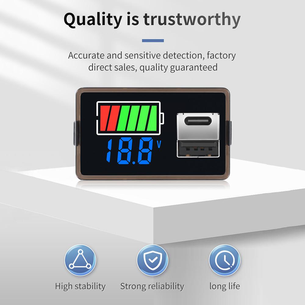 Тип C USB DC8-100V 4829 Автомобильный вольтметр Индикатор уровня заряда Измеритель емкости литиевой батареи Тестовый дисплей Светодиодный тестер