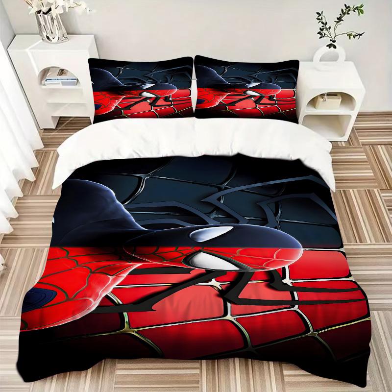 Spiderman Web Shadows Print 3Pcs Bedding Setduvet Cover With 2 Bedropillowcase Home Birthday Gift