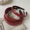 2024 Ретро Красный Кожаный Обруч Для Волос Для Женщин - Дизайн Высокий Череп, Аксессуар Для Умывания Лица, Элегантная Отбеливающая Заколка Для Волос