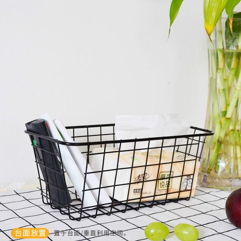 Kitchen Wrought Iron Hanging Basket Storage Box Without Punching Wall-mounted Desktop Bathroom Toile