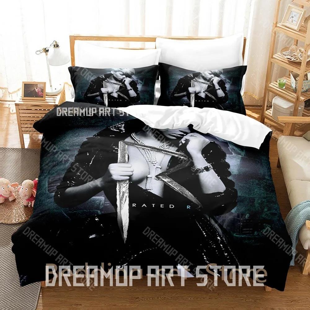 3D Print Singer R-Rihanna Bedding Set Single Twin Full Queen King Size Bed Set Adult Bedroom Duvetcover Sets Anime Bed Shee