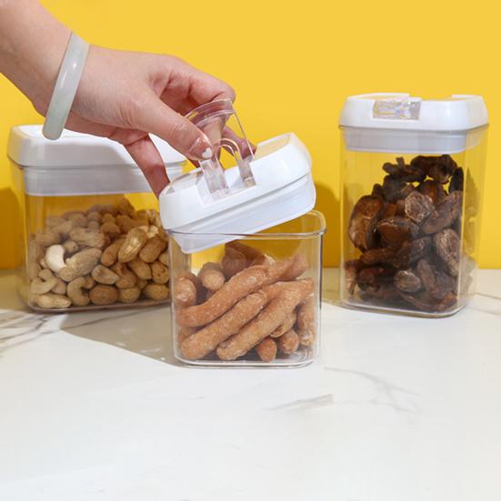 Rectangular Dry Food Cereal Flour Beans Airtight Flip Storage Container Holders