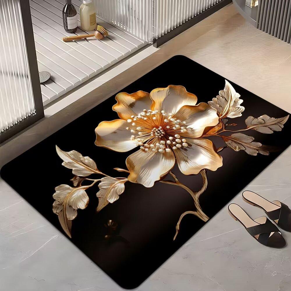 Ins Light Luxury Home Коврик для ванной комнаты Впитывающий нескользящий Простой в уходе Мягкий коврик для двери ванной комнаты Быстросохнущий коврик