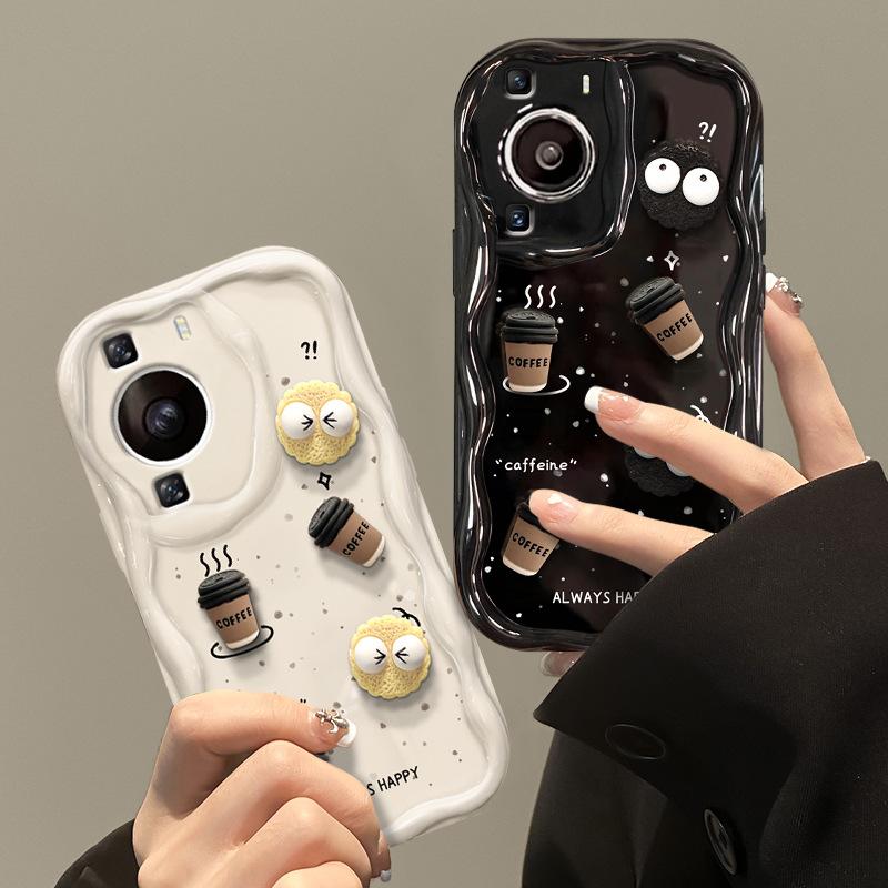 Подходит для чехла для мобильного телефона Huawei P40 Mate60pro Силиконовый мягкий чехол Honor 90/80 Трехмерная кукла-кофейная брикетка