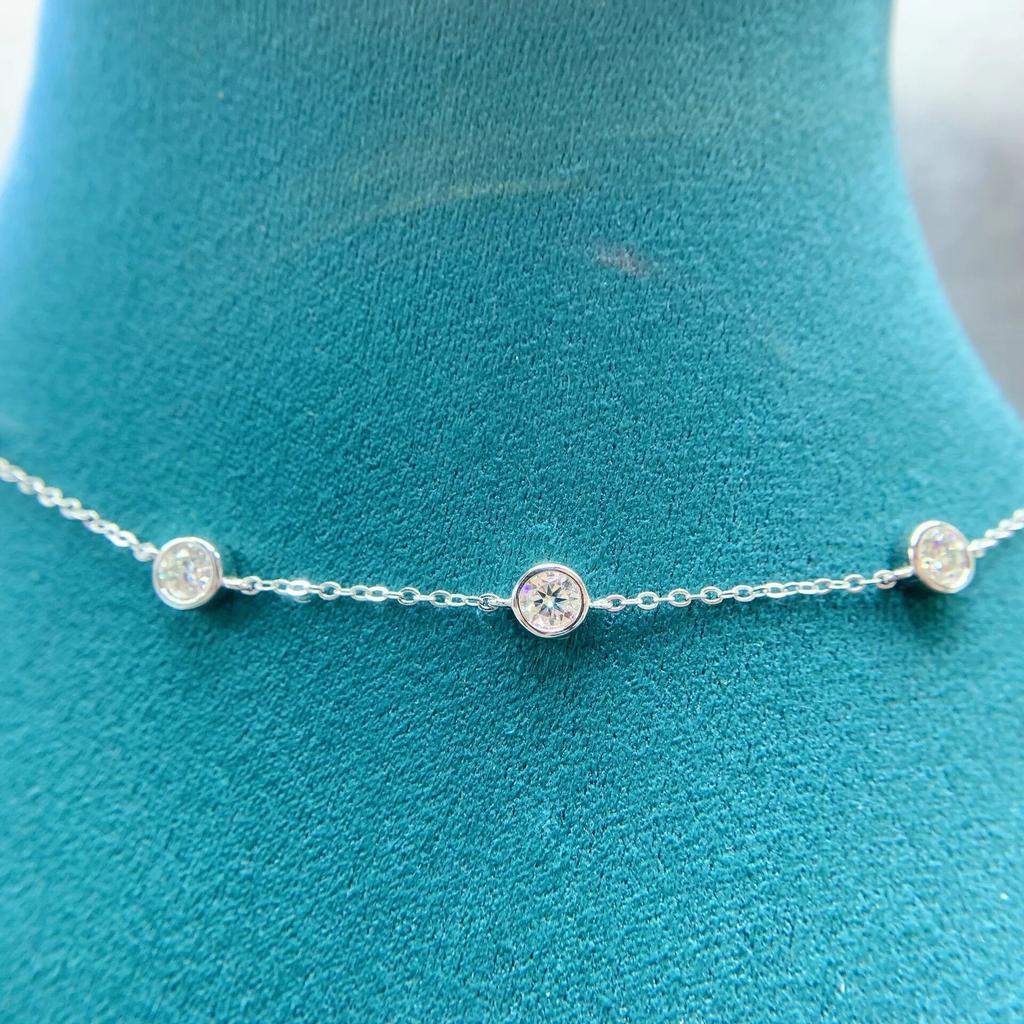 D Цвет 2,5 CT VVS1 настоящий муассанит ожерелья для женщин Роскошное ожерелье-цепочка из стерлингового серебра 925 пробы свадебный подарок
