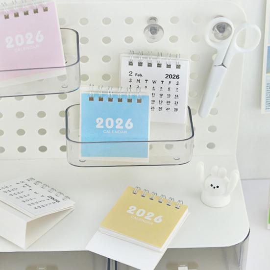 2026 Mini Desktop Calendar Cute Cartoon Desk Planner with Spiral Binding Small Planning Notebook