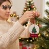 Personalized Wooden Ornaments Crystal Ball Pattern Christmas Ornament, 2D Flat Santa Claus/Christmas Holiday Party Supplies Tree Hanging Decoration