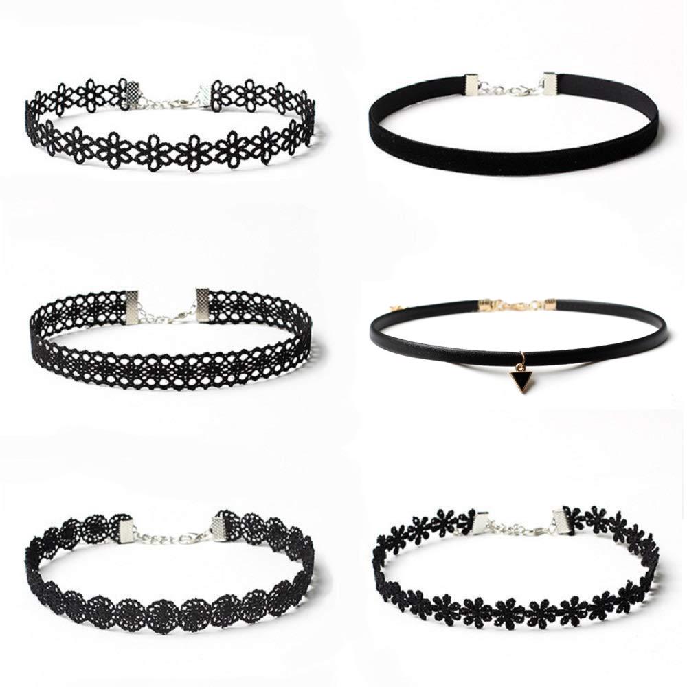 6pcs Women’s Black Lace Choker Necklace Set