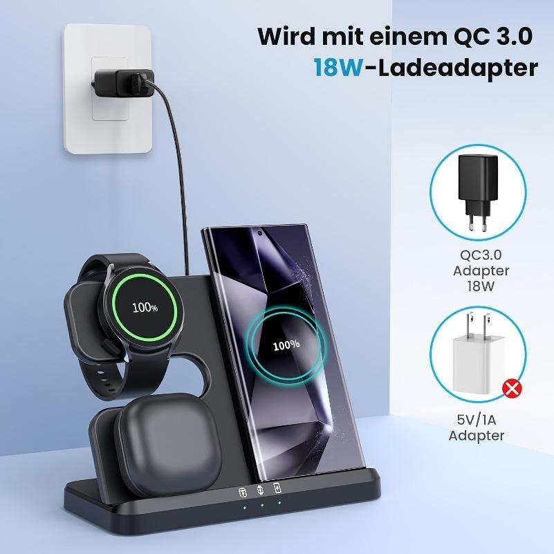 3 в 1 беспроводное зарядное устройство, подставка для быстрой зарядки, док-станция для Samsung Z Fold 5 4 3 S24 S23 Galaxy Watch 2-9 Active 2 Earbuds Pro