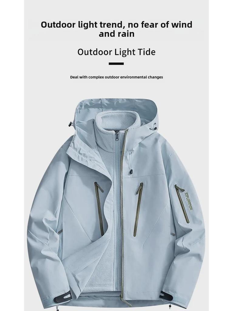 Куртка для альпинизма Bird Home Custom Logo 3-в-1 с ветрозащитой и вышитым логотипом и бархатной подкладкой для мужчин и женщин