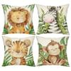 Home Decor Cute Jungle Animals Cartoon Printed Pillowcase Pattern Cushion Cover Suitable For Sofa Bedroom Car Pillow Cover