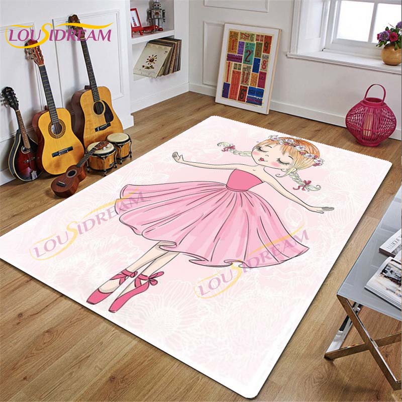 Ковер для балерины, ковер с рисунком балерины для девочек, розовые коврики для гостиной, спальни, декор для детской комнаты, декор для детской, подарок