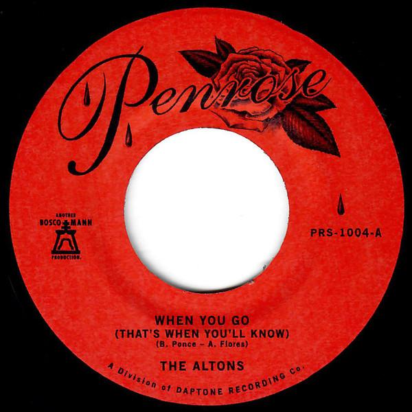 7inch Record ALTONS - When You Go (That's When You'll Kno PRS1004 PENROSE 2020 US Soul/Funk